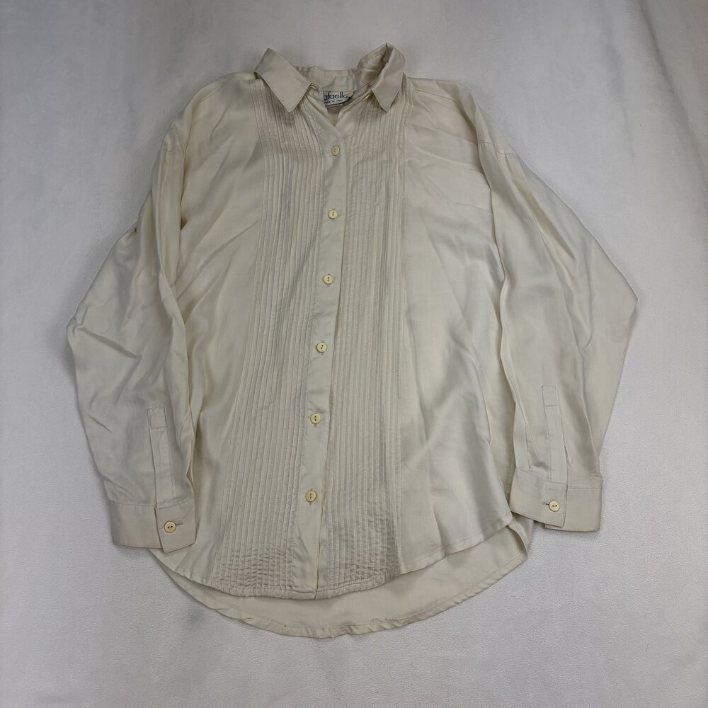 Rafaella Cream Pintuck Button-Down Blouse Size 10 - Picture 2 of 11